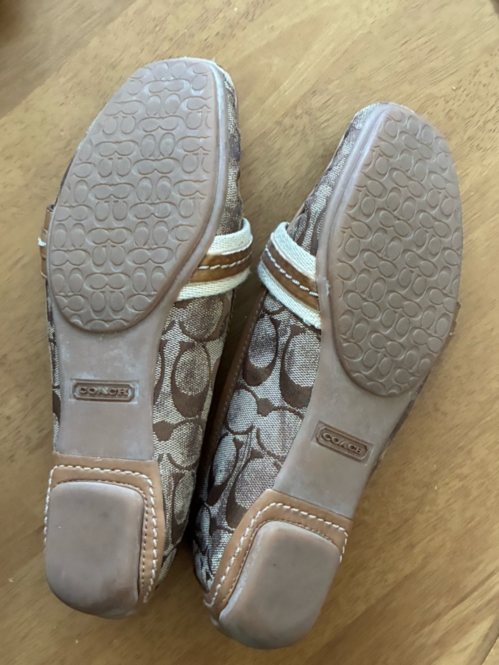 COACH Brielle Brown and Tan Signature Canvas Loafers with Metal Ring Accent - Picture 4 of 4